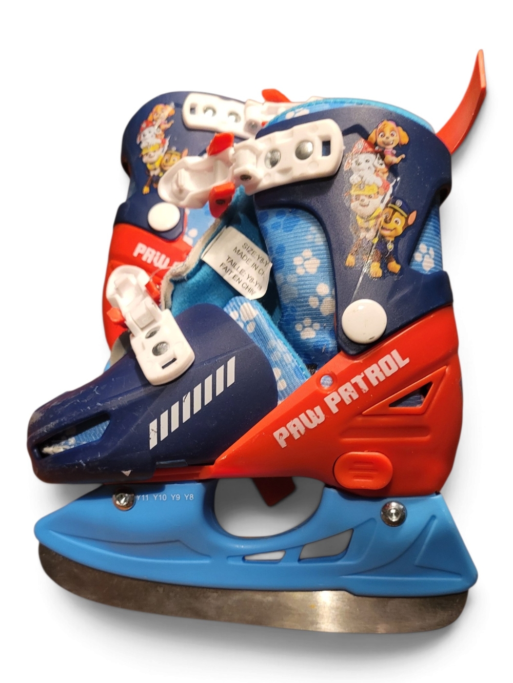 Paw Patrol Red & Blue Adjustable Kids Ice Skates with Character Graphics